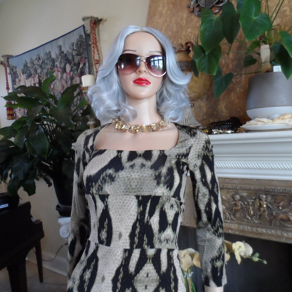 Roberto Cavalli Brown/Beige Python Print Sheath D… - image 5